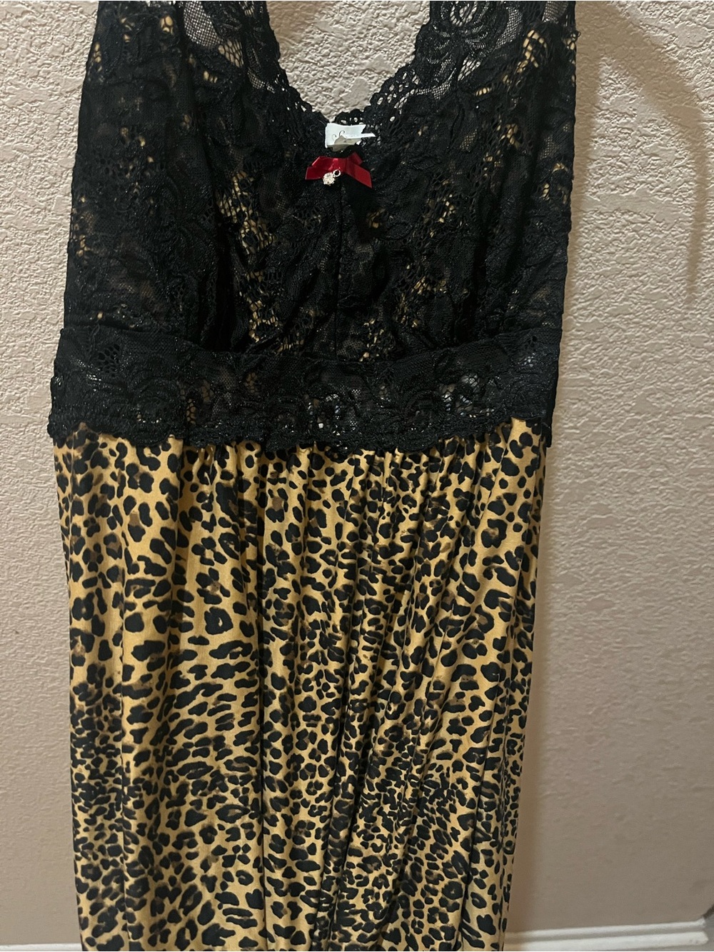 Pinup Cheetah and Black Lace Babydoll cami dress - XL